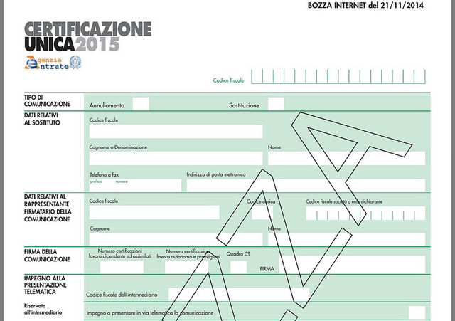 Certificazione Unica 2015: online l'aggiornamento del modello, istruzioni e specifiche tecniche